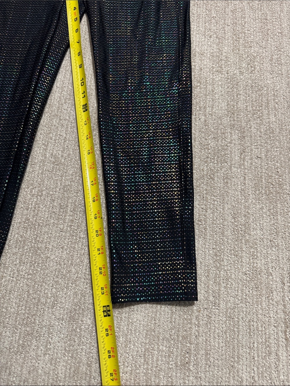 Spanx Womens XL Black Metallic Dot Print Active 7/8 Leggings High Rise Shimmer - Picture 4 of 9